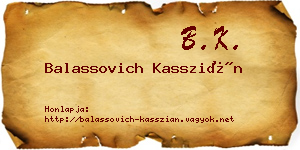 Balassovich Kasszián névjegykártya